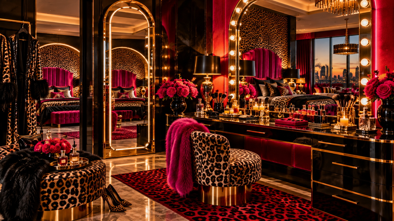 The Leopard Riot Room — Vanity & dressing area
