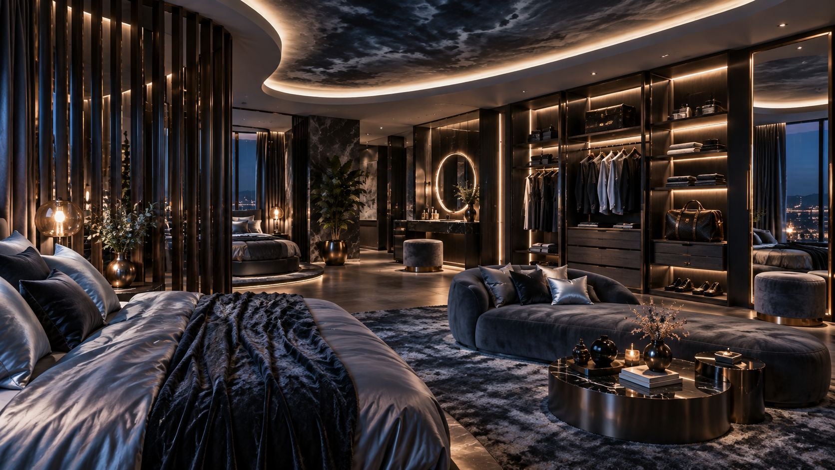 The Stormy Satin Room — Walk-in closet & lounge