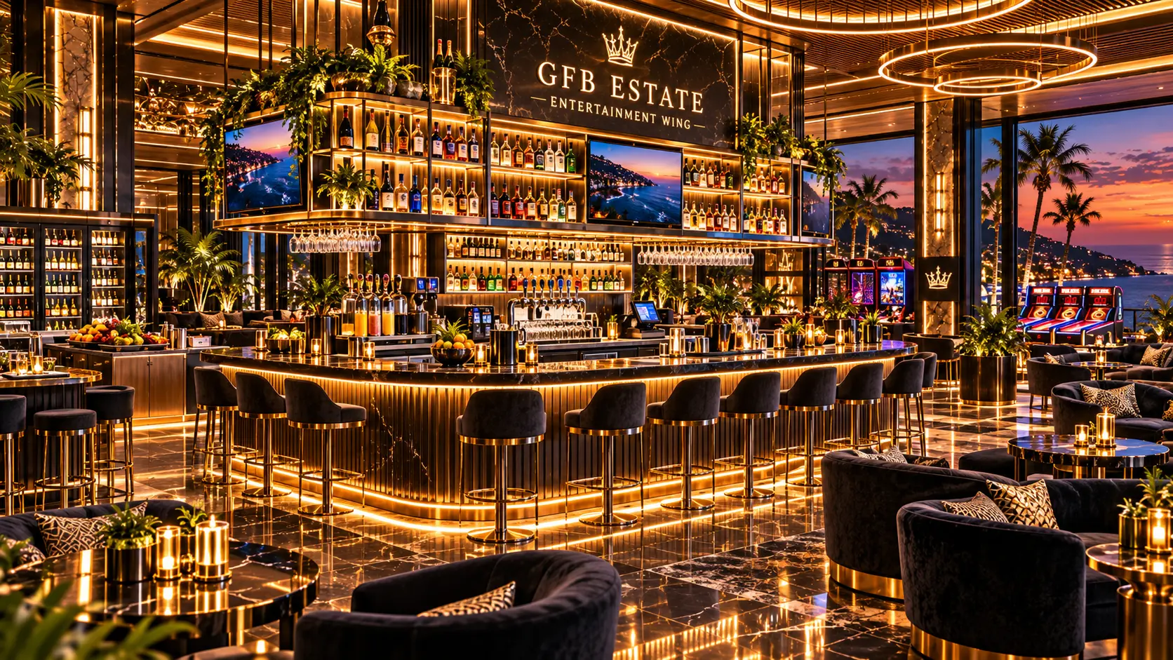 Entertainment bar and service lounge