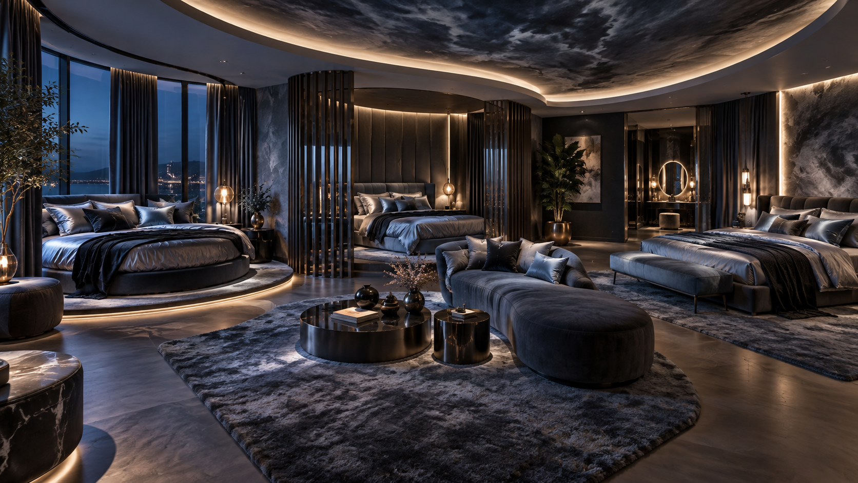 The Stormy Satin Room — Three-bed overview