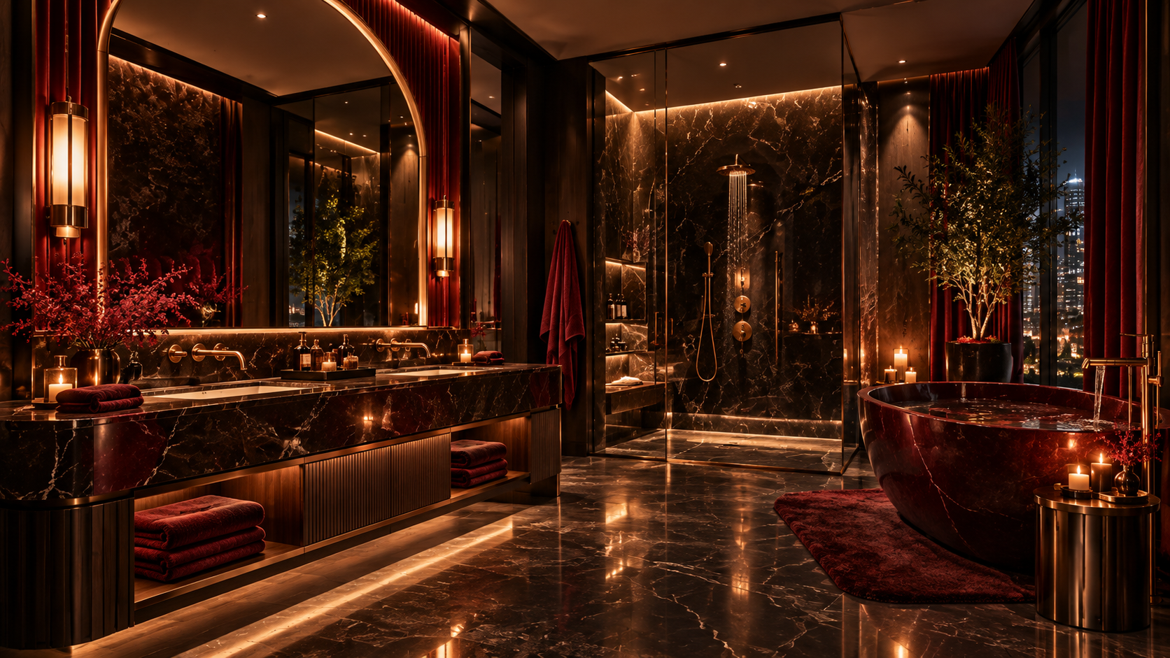 The Red Room — Bathroom & soaking tub