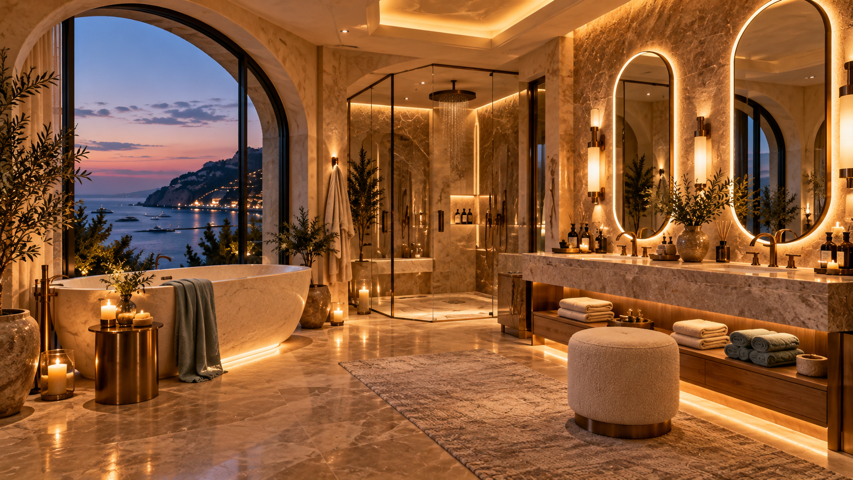 Riviera After Hours — Bathroom with sea view