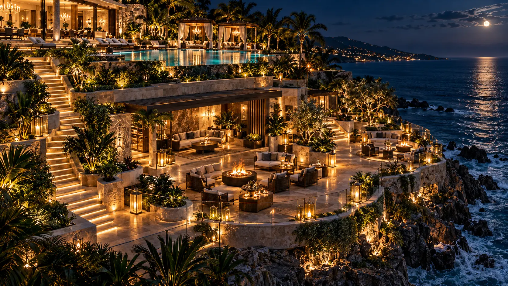 Smoking Terrace overview below the Main Pool