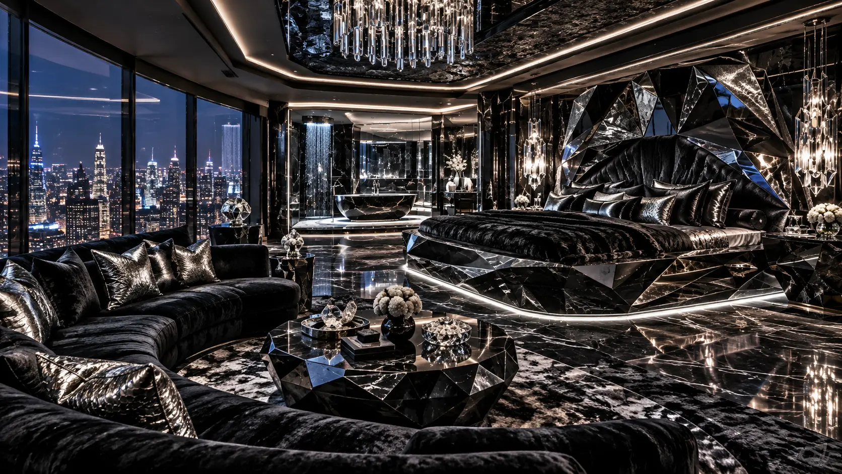 Lounge and city view