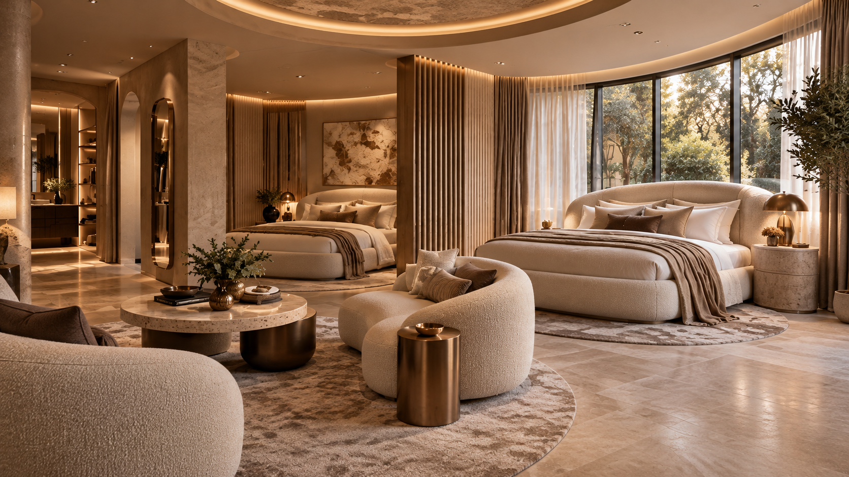 Opulent Neutral — Wide view by the windows