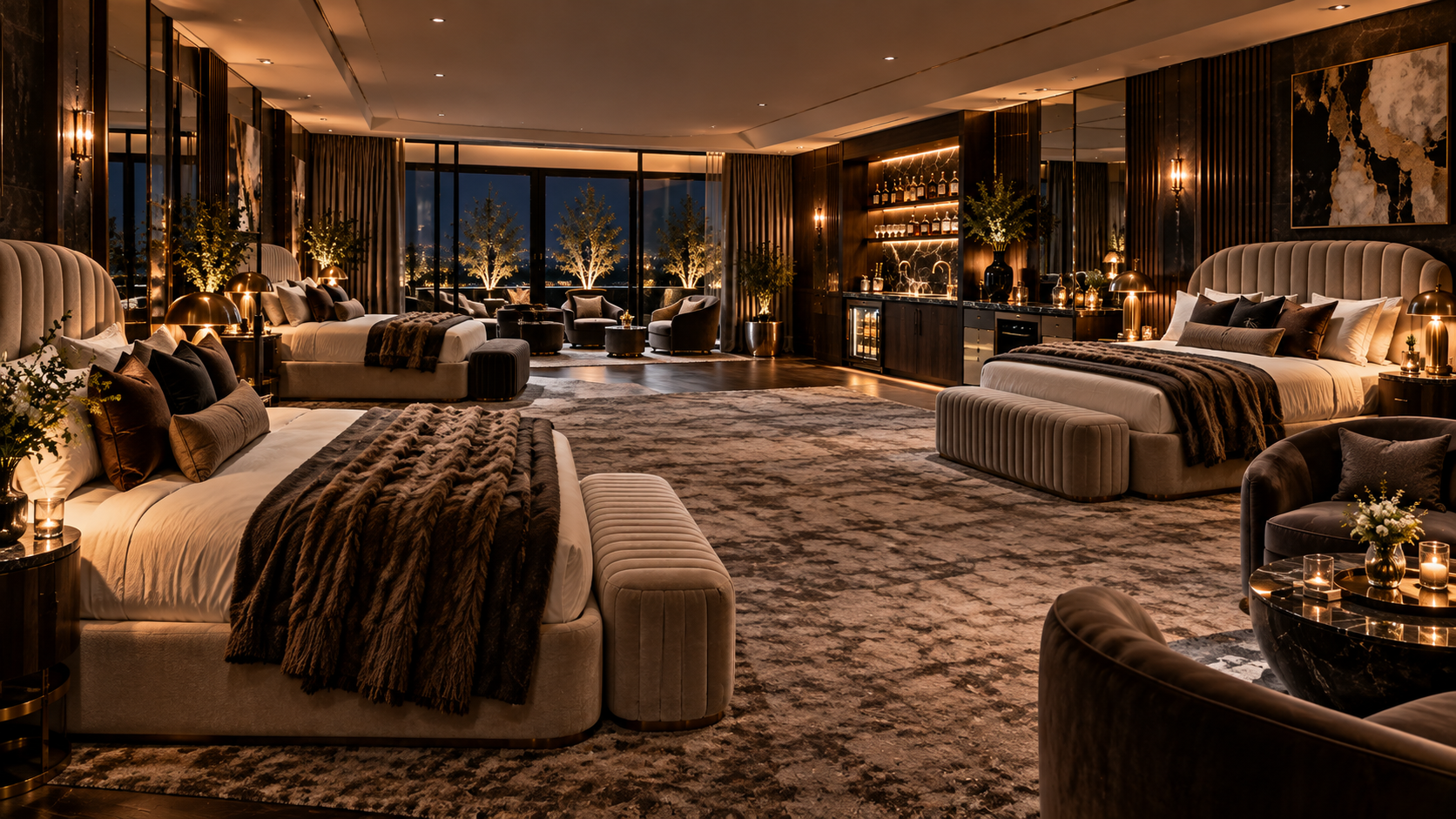 The Wet Bar Chic Room — Terrace-side beds & lounge