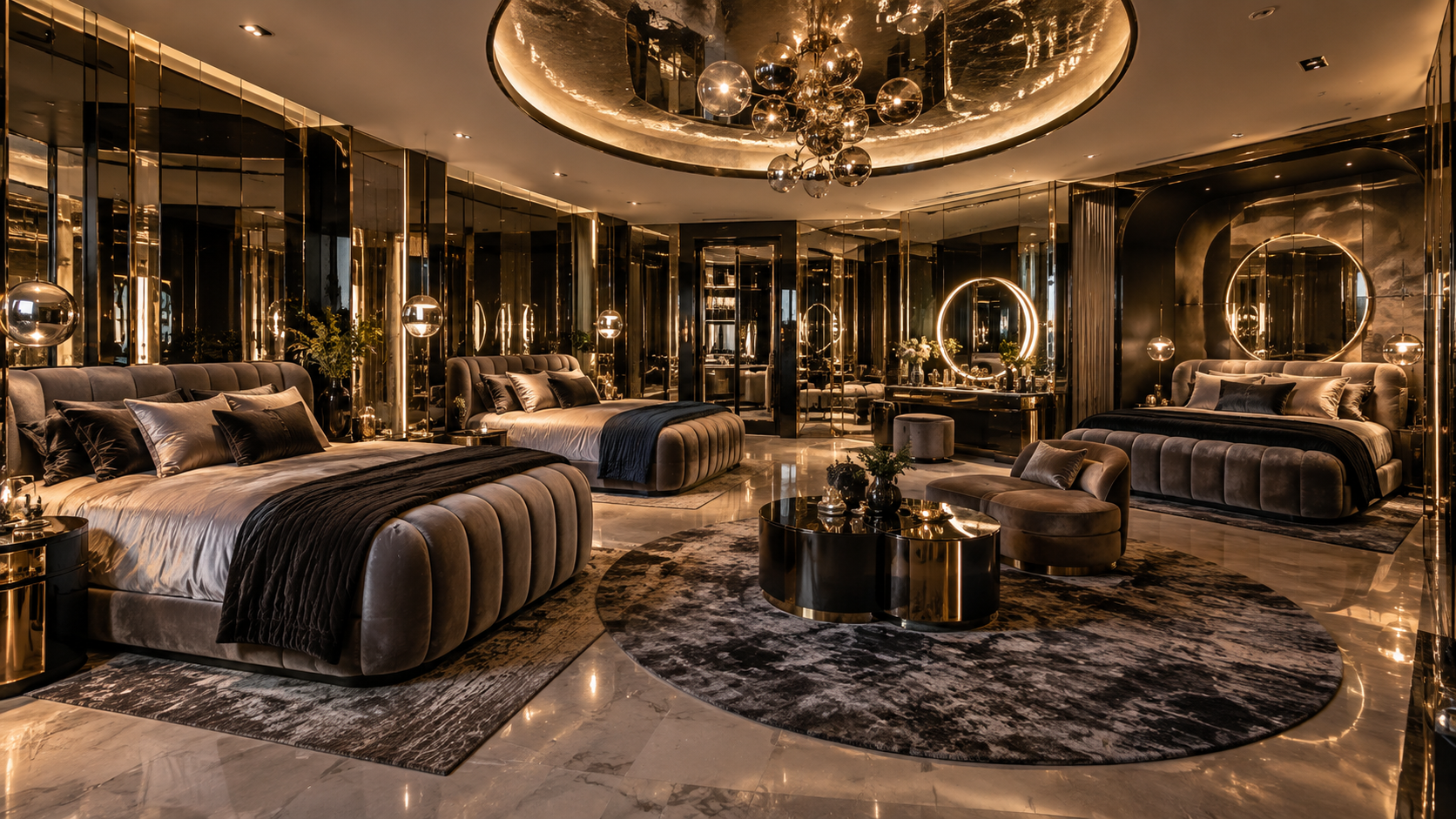 The House of Mirrors Room — Three-bed overview