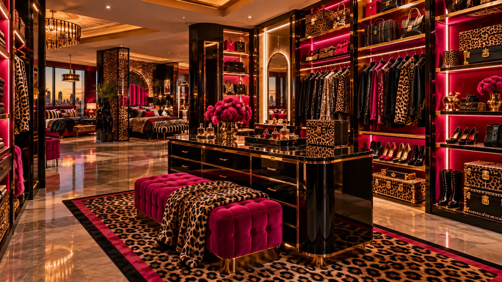 The Leopard Riot Room — Walk-in closet