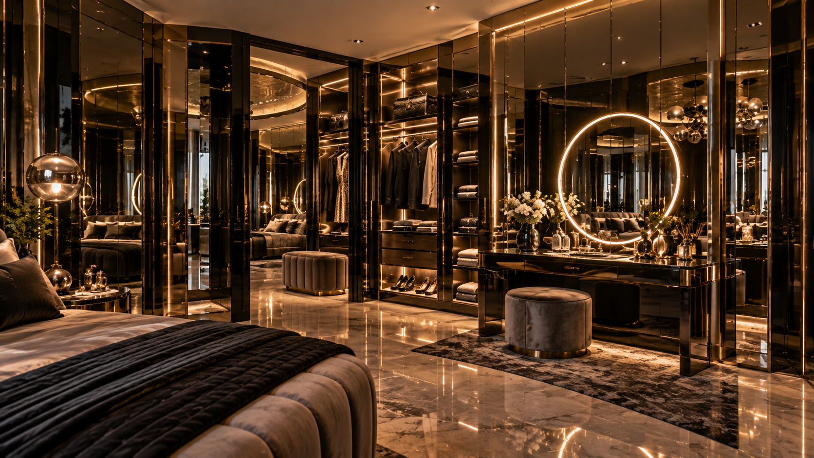 The House of Mirrors Room — Walk-in closet & vanity