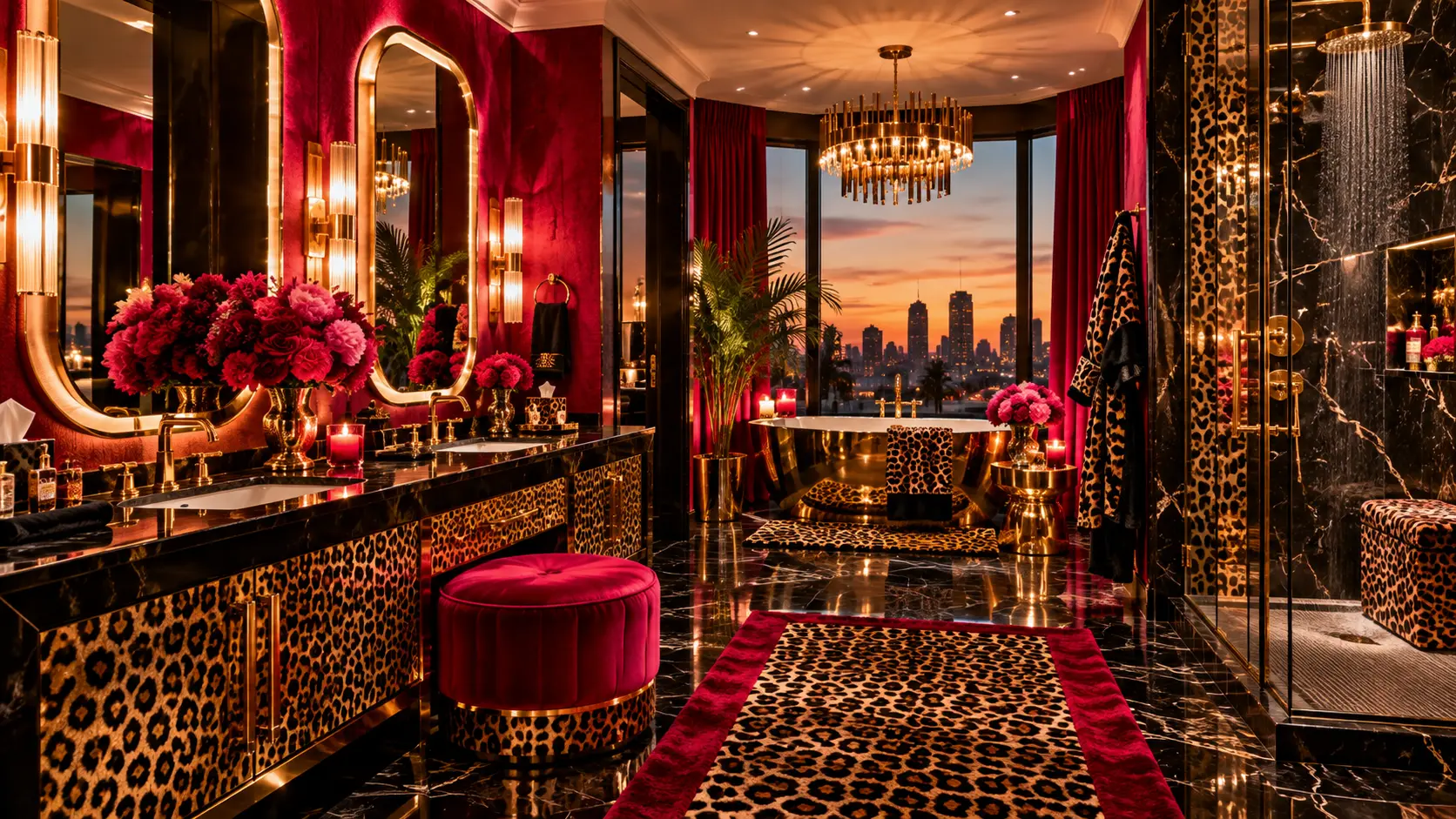 The Leopard Riot Room — Bathroom & soaking tub