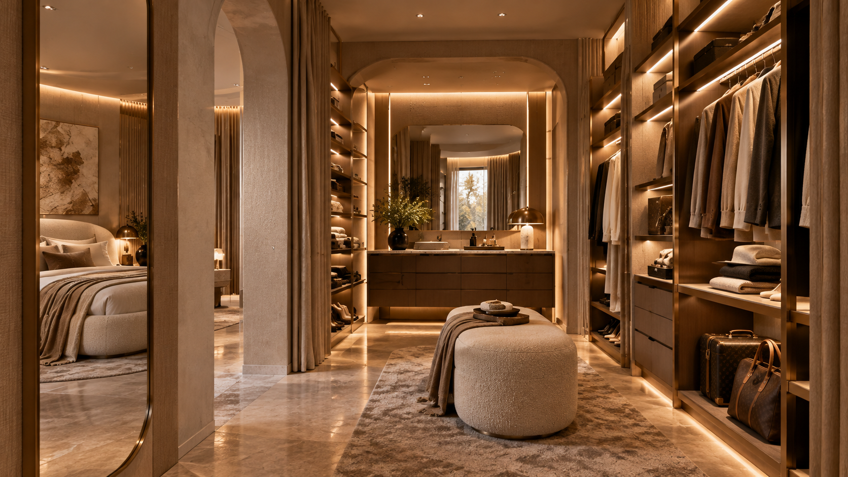 Opulent Neutral — Walk-in closet