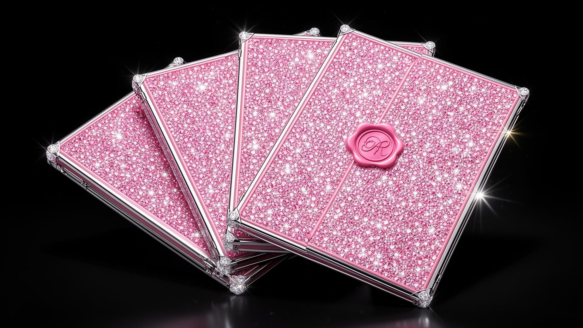 Fanned classified pink crystal files